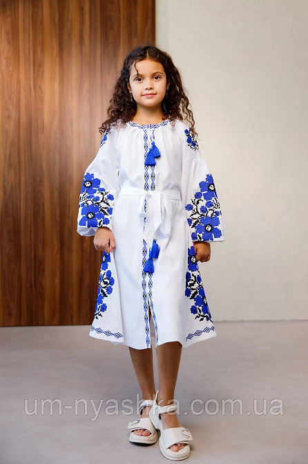 Дитяче вишите плаття натуральне полотно "Квіти Праги" р.134-164 Кривий Ріг - фото 3