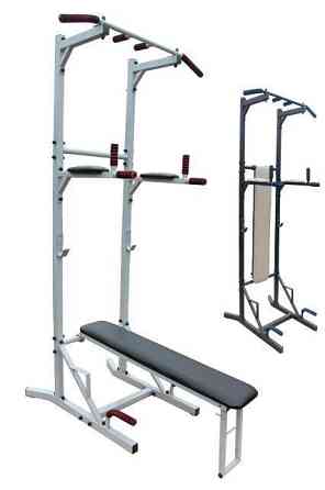 Скамья для жима + турник + пресс + брусья 5 в 1 50х50 мм KZ-802 Черный разборная Киев