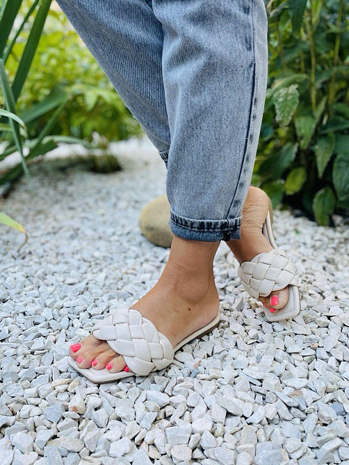 YES MILE Шльопанці жіночі, штучна шкіра, на плоскій підошві бежеві літні YES MILE SS-101 р. 36- Коломия - фото 4