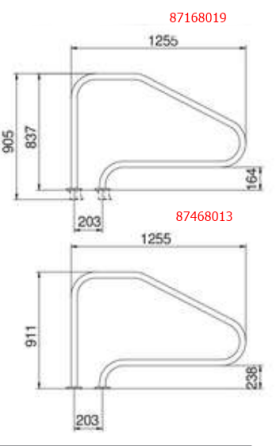 Поручень Flexinox 87468013 для римских лестниц FX-01 (1255 мм. фланец. AISI-316L) Киев