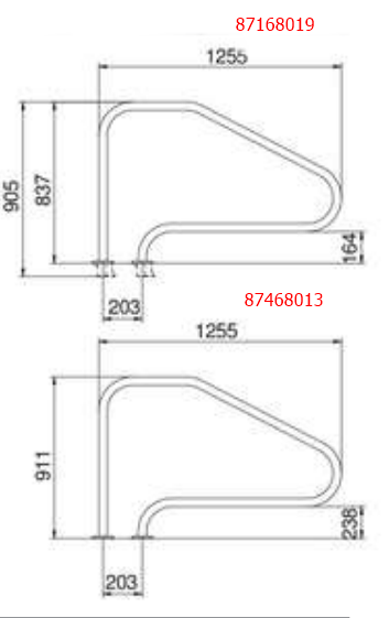 Поручень Flexinox 87468013 для римских лестниц FX-01 (1255 мм. фланец. AISI-316L) Киев - изображение 2
