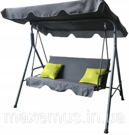 Садовые качели Botro B703 A с навесом и подушками качели для сада и дачи серая с салатовыми подушками Мостиська