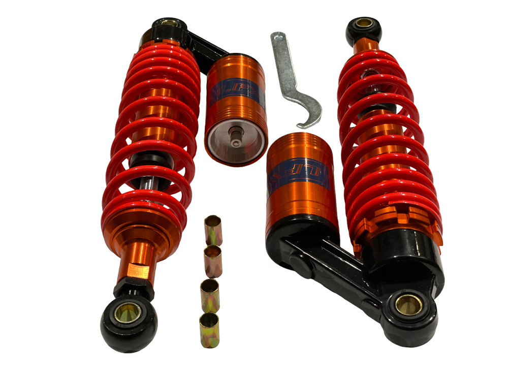 Амортизатори (пара) мопед Дельта 330mm, газомасляні (помаранчеві + павутина) Мукачево - фото 1