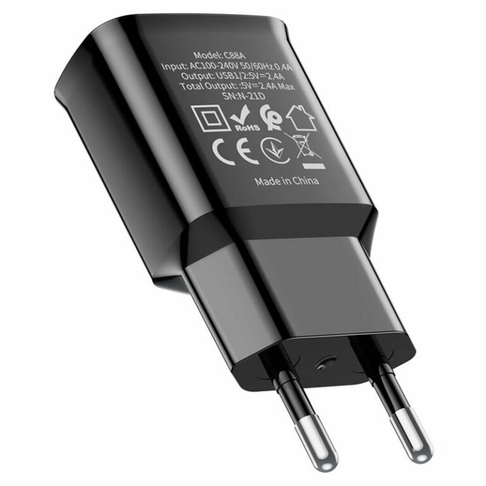 Мережевий зарядний пристрій HOCO C88A Star round dual port charger Black Київ - фото 2