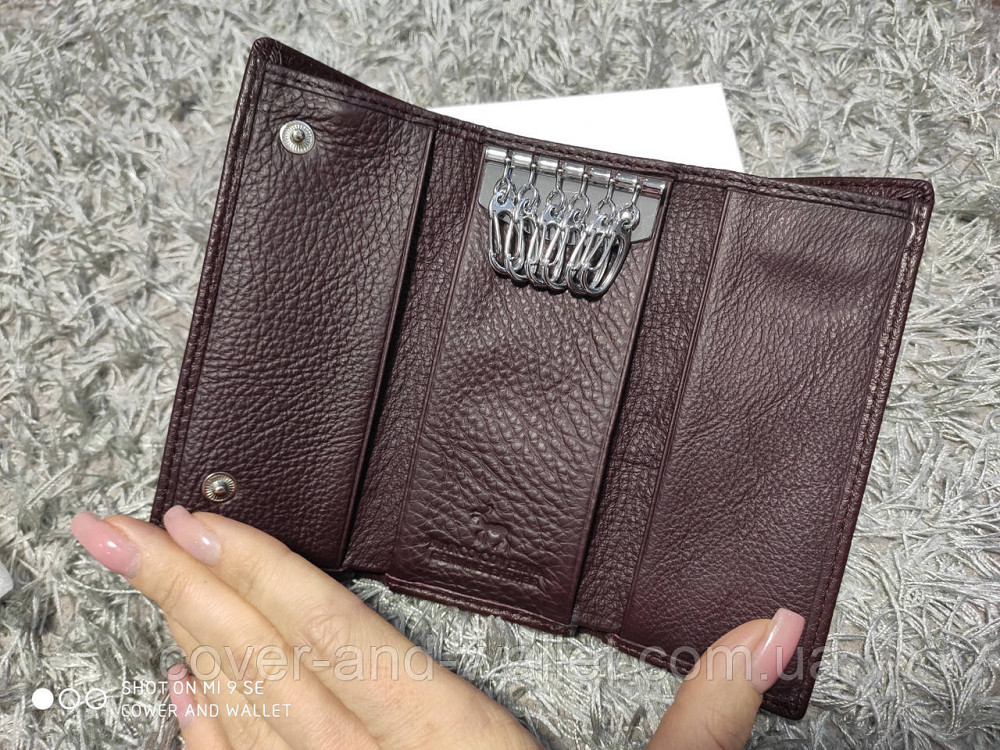 Коричневая кожаная ключница кошелек с карабинами под каждый ключ Marco Coverna (5551-2) Киев - изображение 3