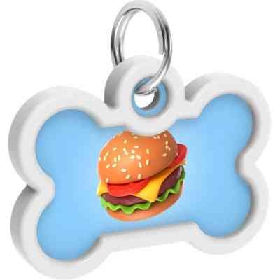 Адресник для животных WAUDOG Smart ID с QR паспортом "Гамбургер", кость 40х28 мм (231-4037) Винница