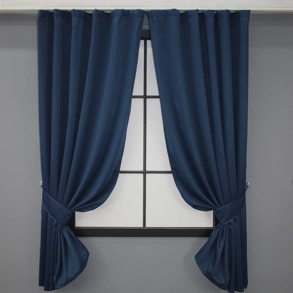 Комплект штор коротких VR-Textil Блэкаут Midnight № 1164ш Темно-синий 140х170 см 2 шт (35-0011) Киев - изображение 1