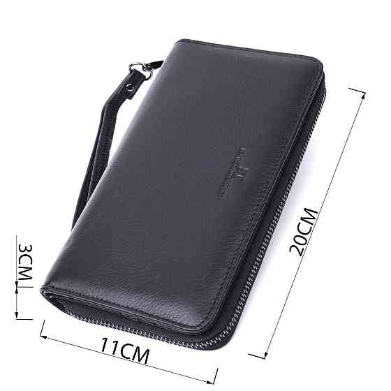 Чоловічий клатч із блоком для карт з натуральної шкіри ST Leather 22694 Чорний Київ