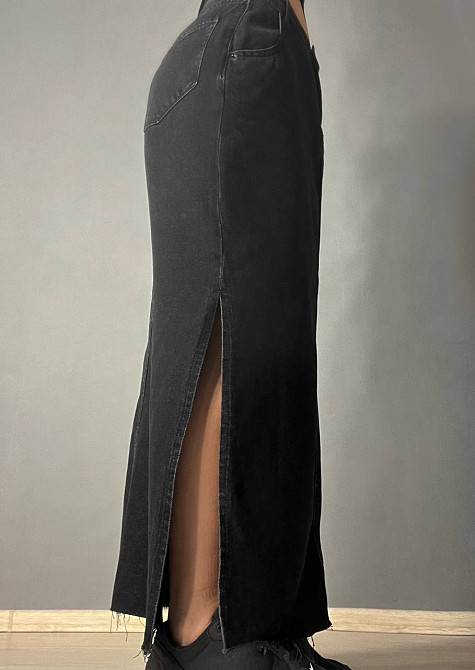 Юбка женская Zeo Basic 3810 джинсовая разрезы по бокам длинная черная, черный, 34 Киев - изображение 5