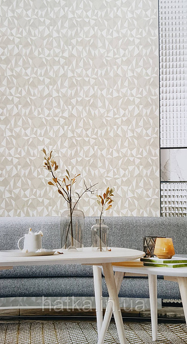 Шпалери вінілові на флізеліні AdaWall Omega1.06х10 геометрія 3д бежеві срібло 23204-2 Київ - фото 1