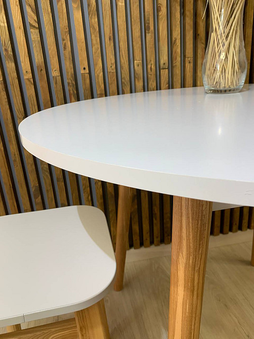 Обідній стіл круглий LION Маямі-1 дерев'яні ніжки Німфея Альба (LION-041002) Львів - фото 4