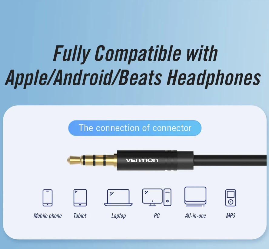 Перехідник аудіо Jack 3.5mm TRRS M -> 2X 3.5mm F (мікрофон + навушники) чорний Vention Вінниця - фото 7