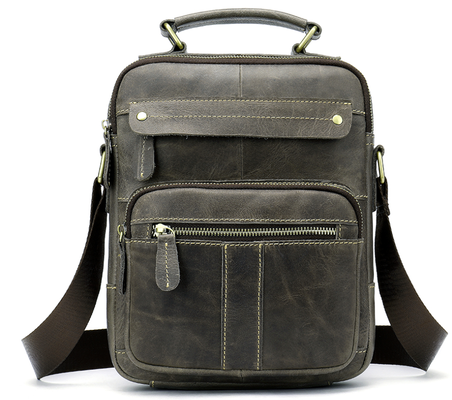 Сумка мужская вертикальная кожаная Серая (Vintage) Киев - изображение 5