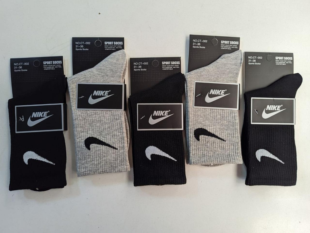 Дитячі високі якісні бавовняні шкарпетки (Сірий. Чорний) у наборі по 2 штук Nike. Розмір 31-36 Київ - фото 4