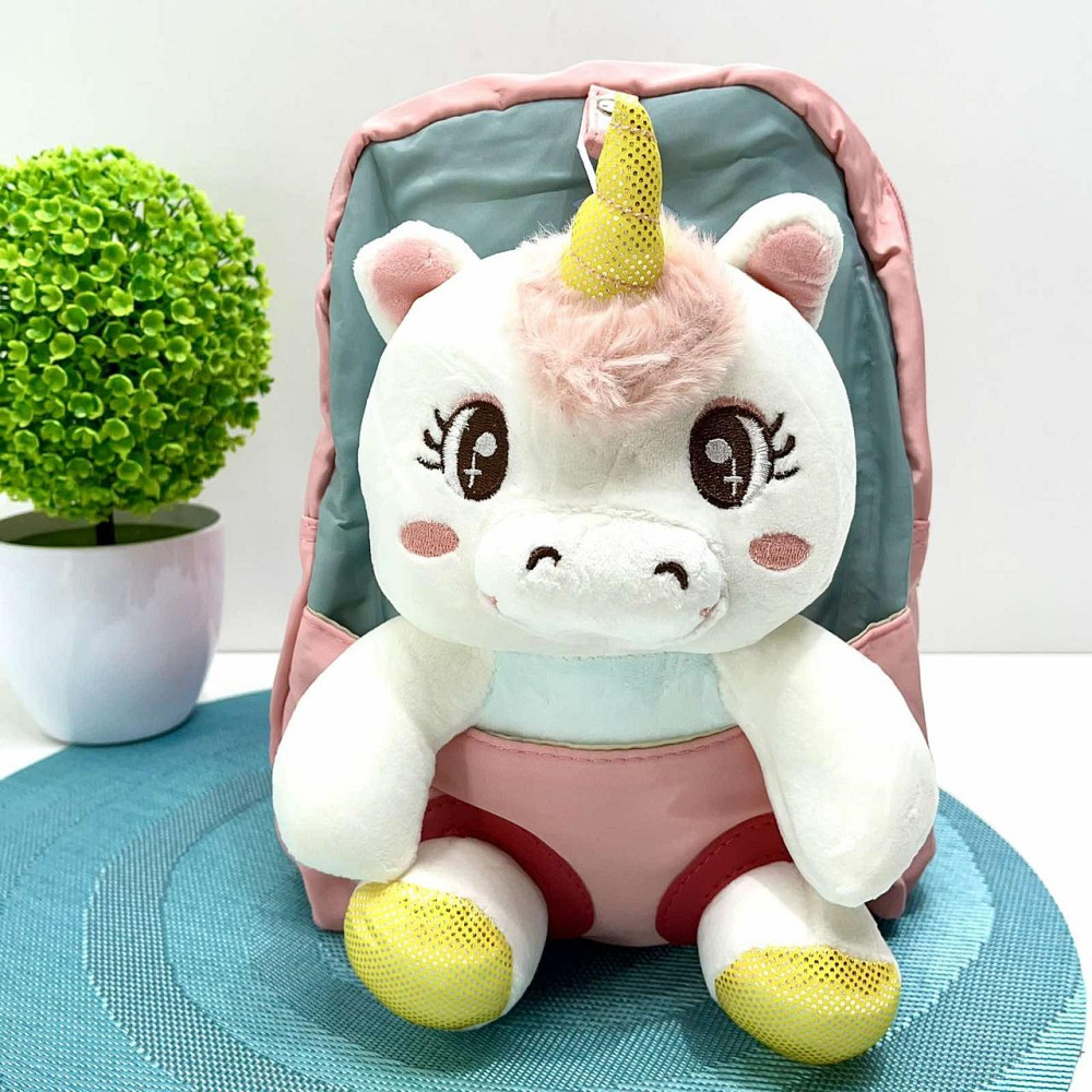 Рюкзак з м'якою іграшкою Єдиноріг 1 відділення 20см Рожевий (FG24032735B) Чернігів - фото 1