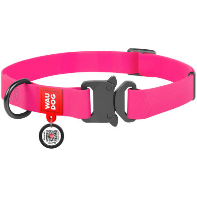 Нашийник для тварин WAUDOG Waterproof з QR паспортом L Ш 25 мм Д 31-49 см(рожевий) (27867) Вінниця - фото 1