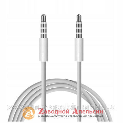 Аудіо кабель AUX 3,5 mm 4 pin білий Одеса - фото 1