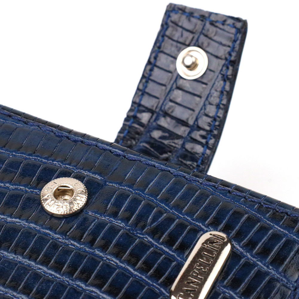Зручний горизонтальний гаманець для чоловіків із натуральної шкіри з тисненням CANPELLINI 21887 Синій Київ - фото 5