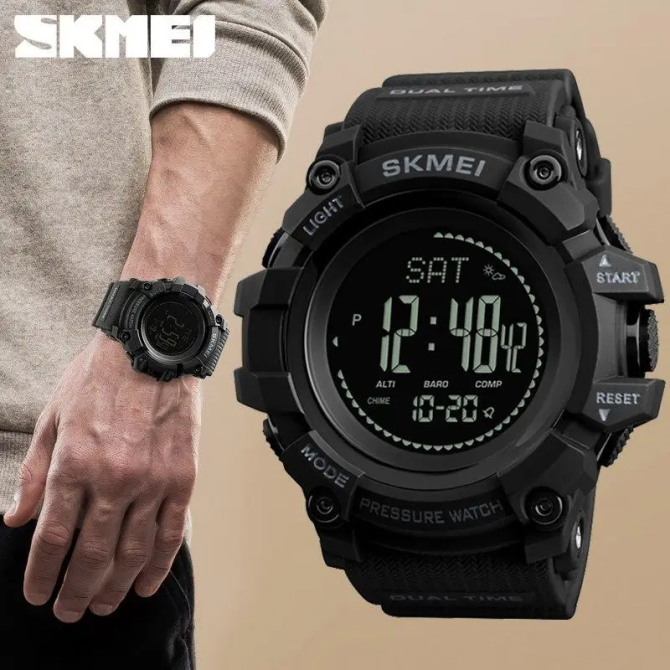 Чоловічий годинник з барометром Skmei 1358 processor (Чорний) Вінниця - фото 9