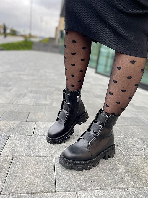 Olli Черевики жіночі OLLI чорні натуральна шкіра висота 14см (4836) Коломыя - изображение 2