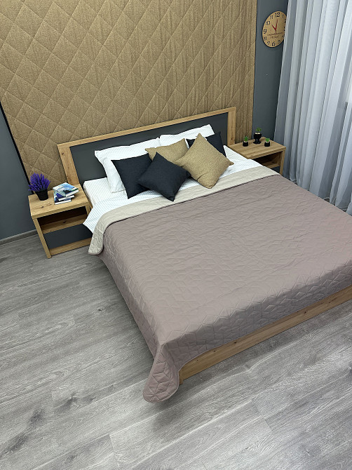 Покрывало двустороннее Decorator Microfiber куб 160х215 см серо-коричневый с бежевым (85-077) Киев - изображение 4