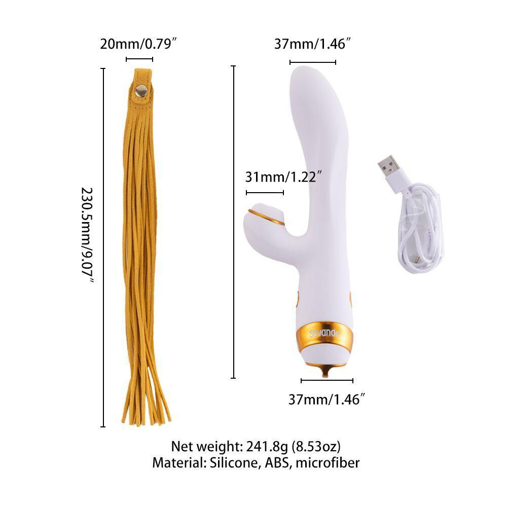 Вібратор-кролик з пульсацією та флогером LOCKINK SEVANDA Whip Vibrating Massage Wand, біло-золотий Sex Aura Київ - фото 7