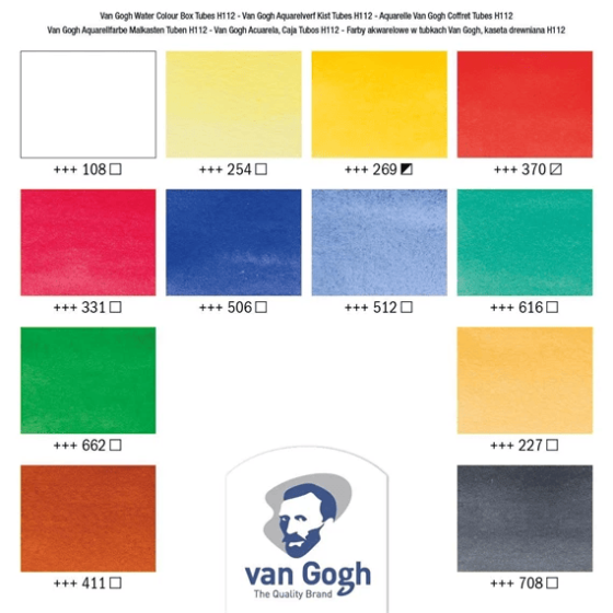 Набор акварельных красок VAN GOGH 12х10мл кисти - 2шт палитра Royal Talens Киев