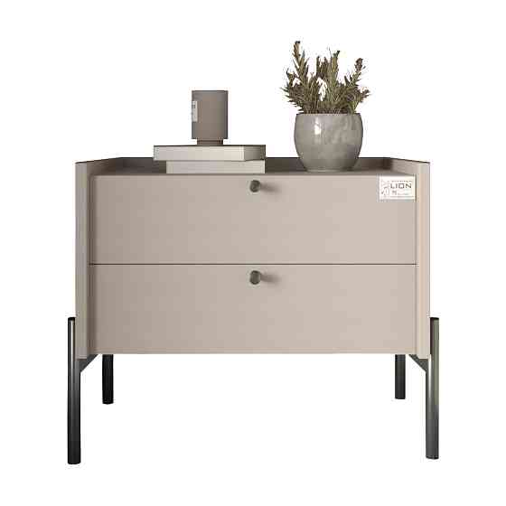 Тумба приліжкова LION Wood з двома шухлядами Кашемір (чорні ножки) (LION-041356) ТОП Дніпро