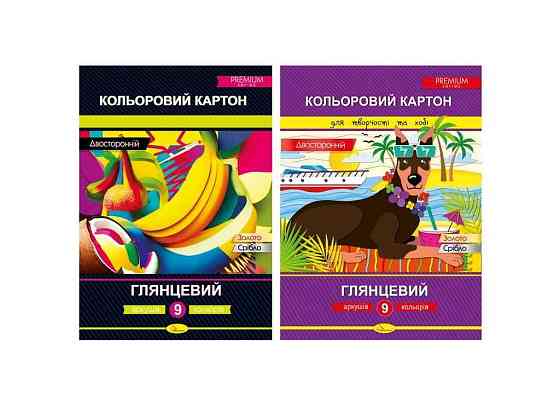 Картон цветной 9 листов двухстороннего А4 300 г/м2 АП-1106 ТМ Апельсин Киев