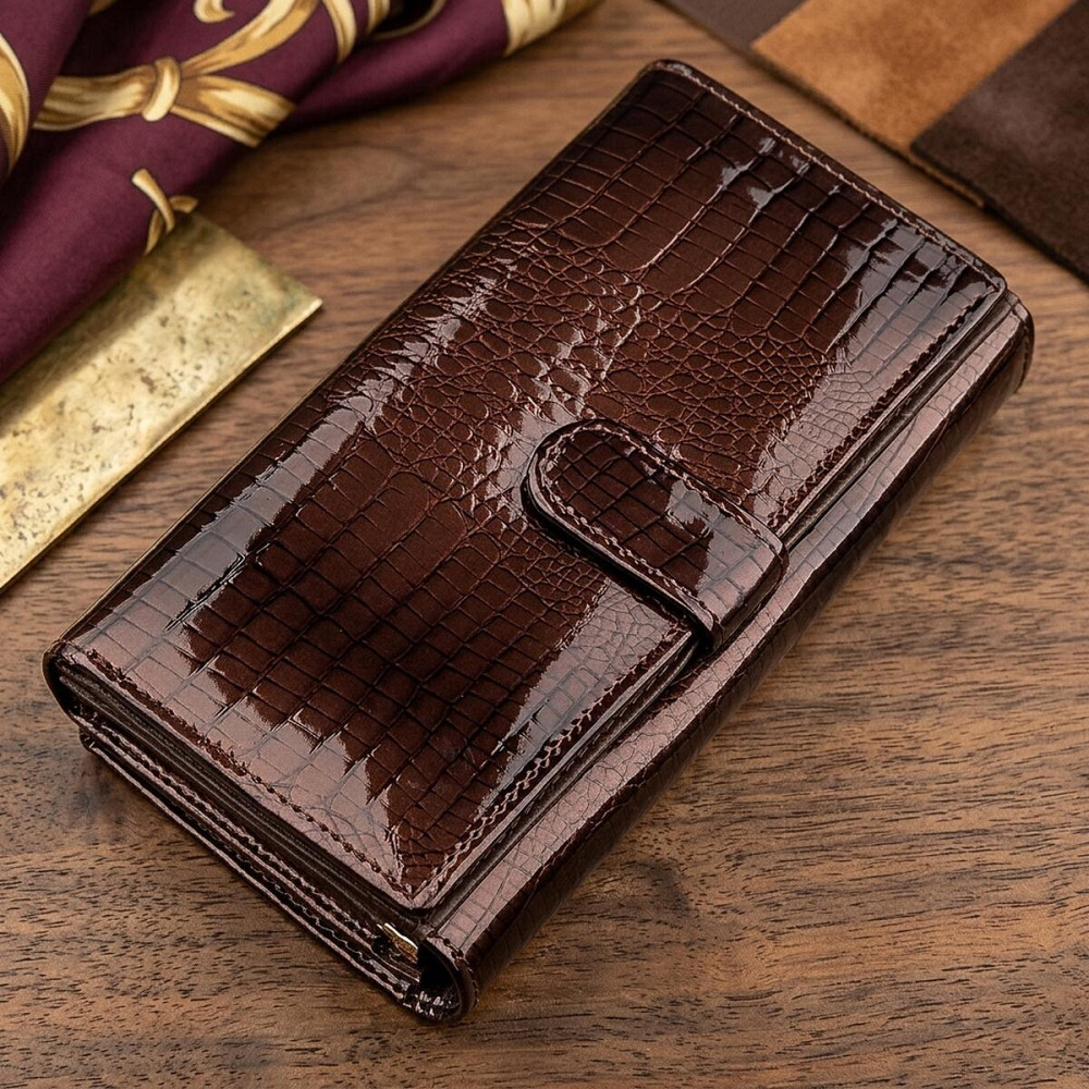 Гаманець жіночий ST Leather 18431 (S9001A) лакована шкіра Коричневий Київ - фото 10