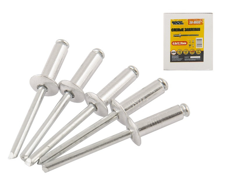 Заклепки алюмінієві витяжні MASTERTOOL 4.8х12.70 мм 500 шт 20-0655 Коломия - фото 1