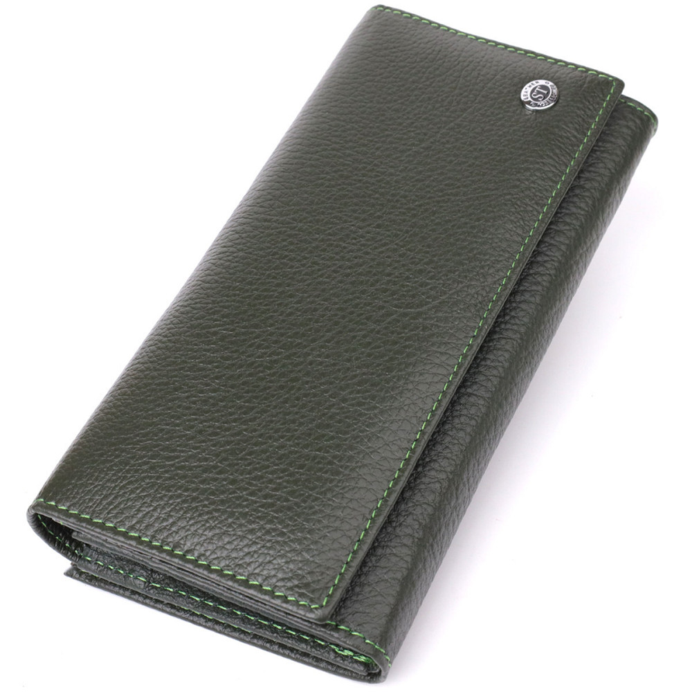 Стильний гаманець для жінок з монетницею із натуральної шкіри ST Leather 23106 Зелений Київ - фото 1