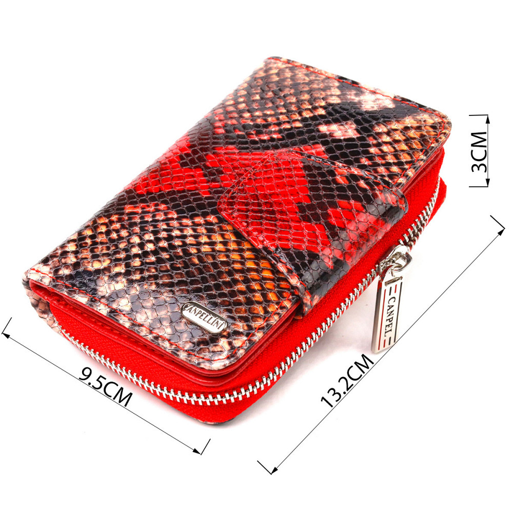 Стильное портмоне для женщин с монетницей на молнии из натуральной фактурной кожи CANPELLINI 21605 Разноцветное Киев - изображение 3