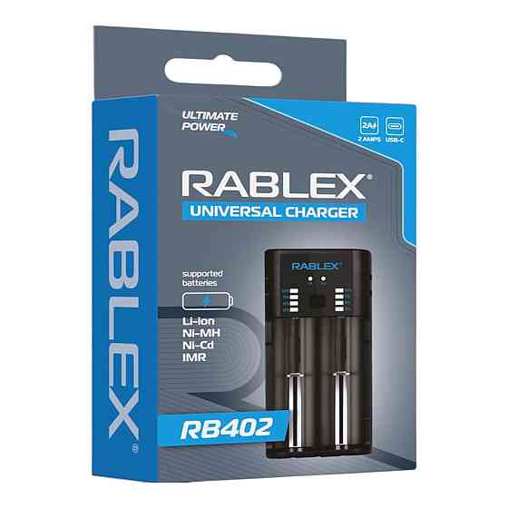 Зарядний пристрій Rablex RB402 2x18650 і ін. / від USB / Дніпро