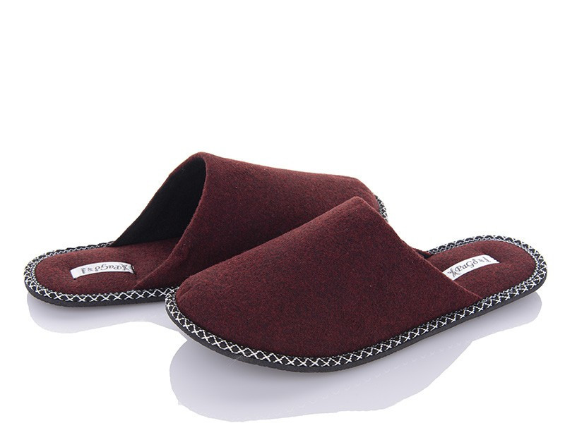 Тапочки домашние мужские комнатные закрытые PaGo бордовый войлок Одесса - изображение 3