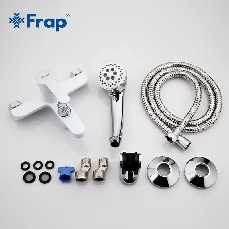 Смеситель для ванны с душевым гарнитуром Frap F3241 белый/хром Киев - изображение 7
