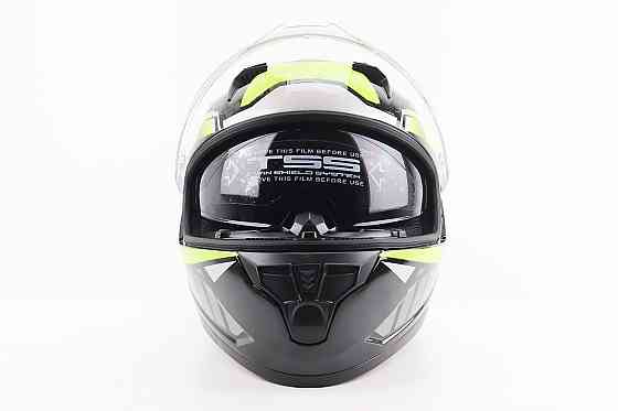 Шолом інтеграл, закритий (сертифікація DOT)+відкидні окуляри BLD-M67 М (57-58см), ЧОРНИЙ/НЕОНОВО-ЗЕЛЕНИЙ Киев