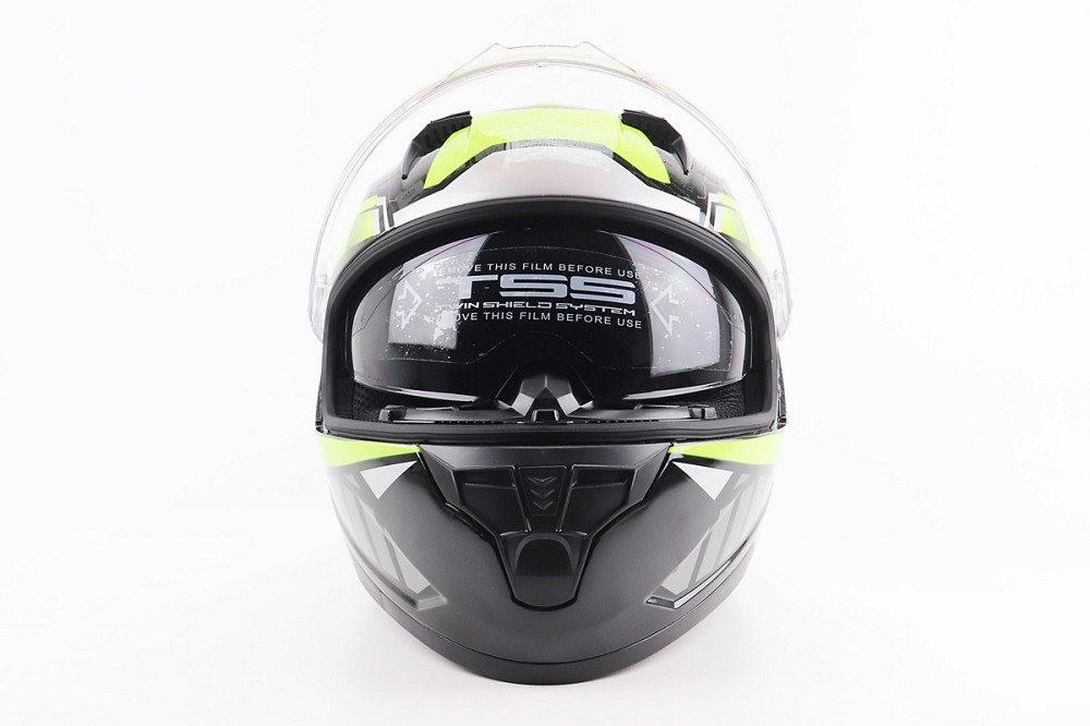 Шолом інтеграл, закритий (сертифікація DOT)+відкидні окуляри BLD-M67 М (57-58см), ЧОРНИЙ/НЕОНОВО-ЗЕЛЕНИЙ Киев - изображение 5