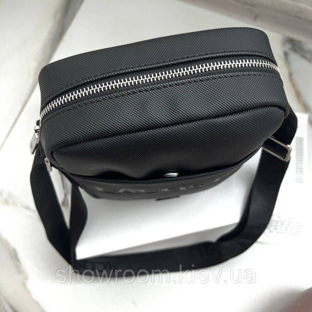 Чоловіча брендова сумка через плече Lacoste (2026) чорна Київ - фото 2
