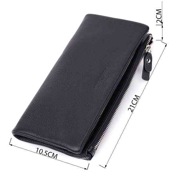 Жіночий гаманець-клатч із двома блискавками з натуральної шкіри ST Leather 22527 Чорний Київ