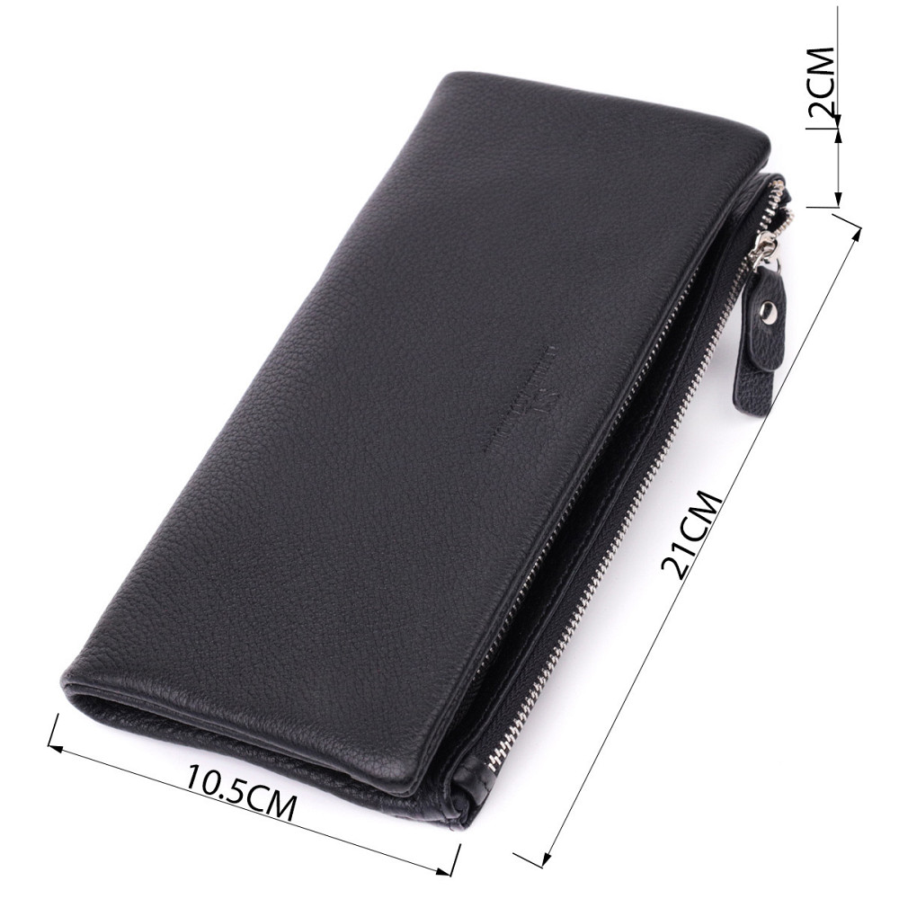 Женский кошелек-клатч с двумя молниями из натуральной кожи ST Leather 22527 Черный Киев - изображение 3
