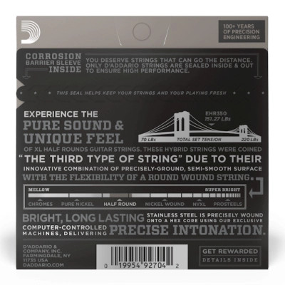 Струни для гітари D'Addario XL Half Rounds Jazz Light (12-52) (EHR350) Вінниця - фото 3