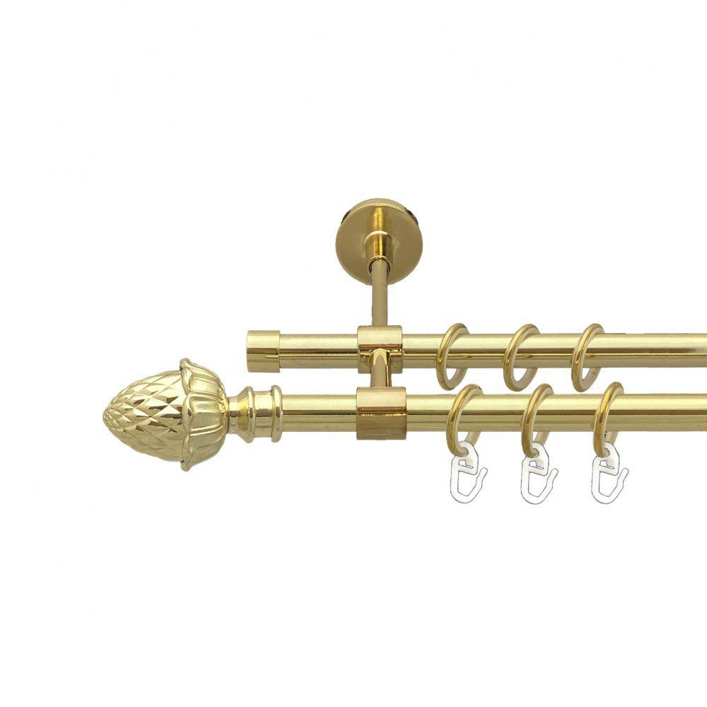 Карниз Orvit Цинара металевий дворядний закритий гладка труба кільце металеве Золото 16\16 мм 300 см (00-00014618) Львів - фото 1