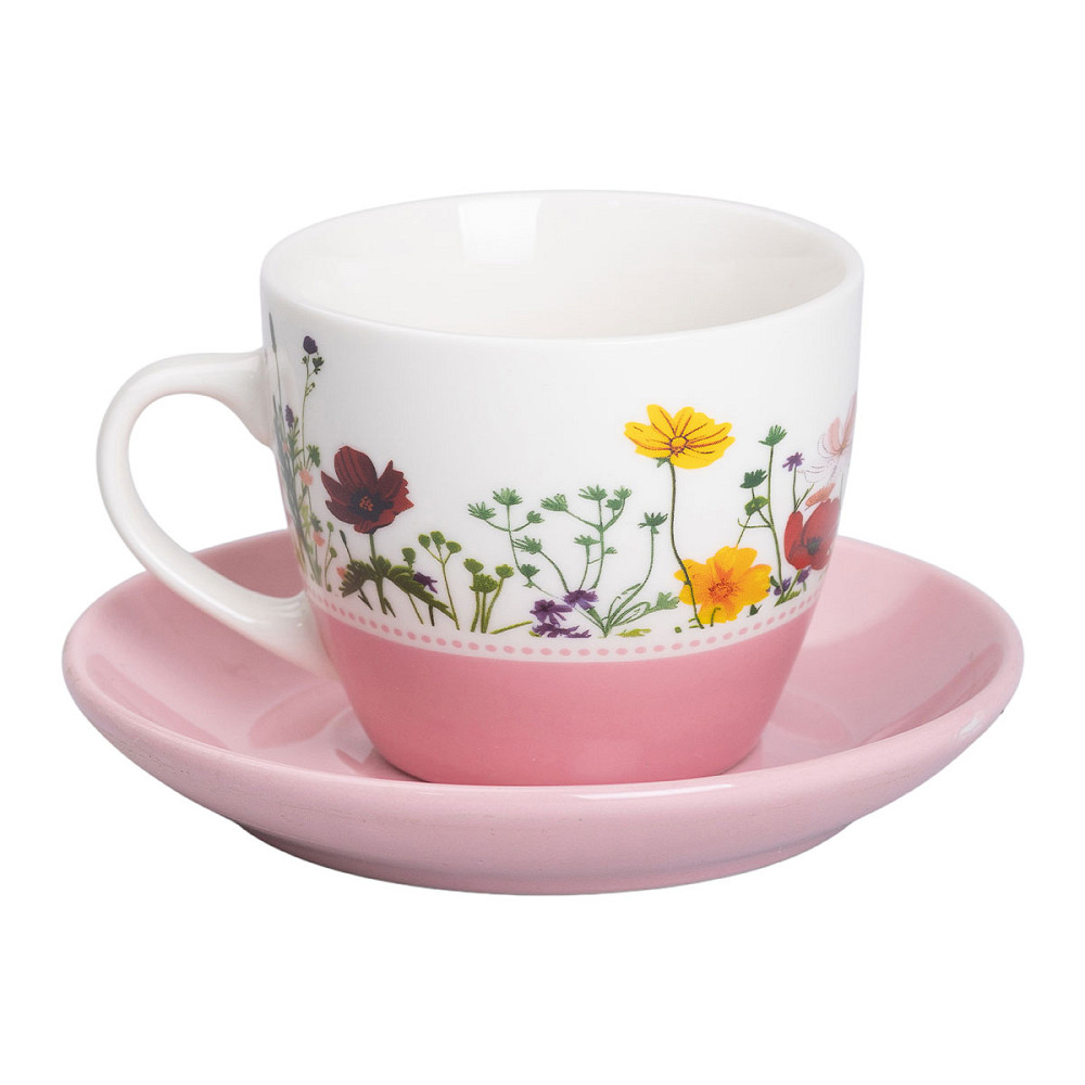 порцелянова чашка з блюдцем 250 мл з квітами Рожева RX-N24723P Коломия - фото 3