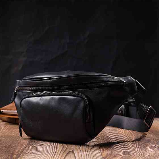 Уникальная мужская сумка через плечо из натуральной кожи SHVIGEL sale_15012 Черная Киев