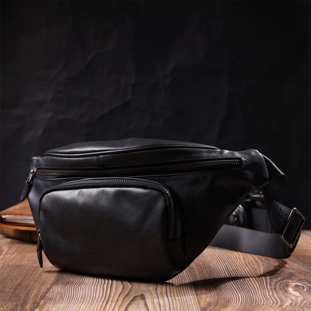 Уникальная мужская сумка через плечо из натуральной кожи SHVIGEL sale_15012 Черная Киев - изображение 6