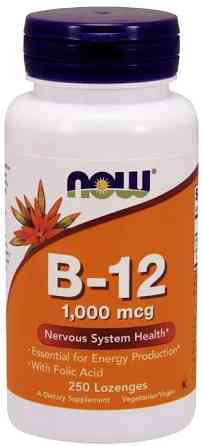 Вітамін В12 і фолієва кислота Now Foods Vitamin B-12/Folic Acid 1000 мкг 250 льод Київ
