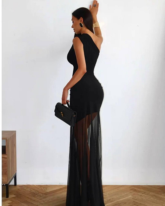 Женское вечернее платье макси на одно плечо микромасло + сетка Одесса - изображение 5