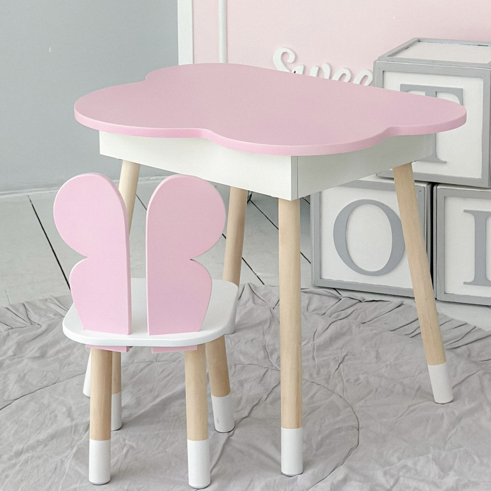 Дитячий столик "Хмаринка" з метеликом, рожевий і білий Київ - фото 5