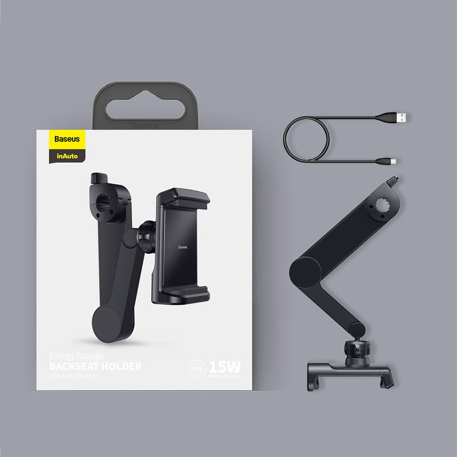 Автотримач на підголовник з бездротовий Qi 15W зарядкою Baseus Energy Storage WXHZ-01 (Чорний) Николаев - изображение 10